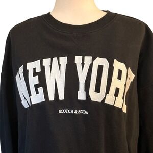 Scotch & Soda Oversized "New York"‎ Sweatshirt Black Women's XL 100% Cotton